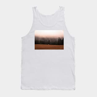 White horse near foggy mountain Tank Top